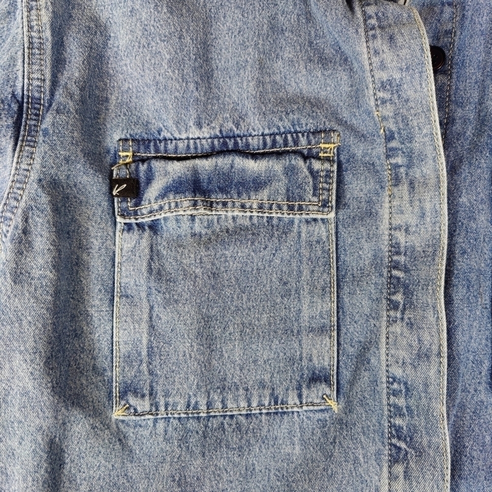 Kancan Virginia Button Down Denim Shirt Dress Belt Pockets Women's XL Blue - Picture 9 of 14